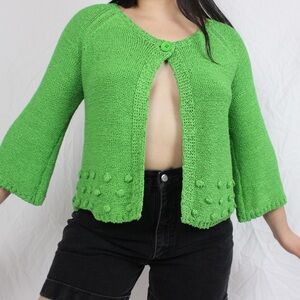 Vintage Green Knit Cardigan by WD . NY. Size: M.